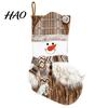 Christmas Scene Setup Decor Large Stockings, Santa Snowman Elk Design Plush Hanging Bag, Xmas Tree Pouches Rustic Plaid Socks for Fireplace
