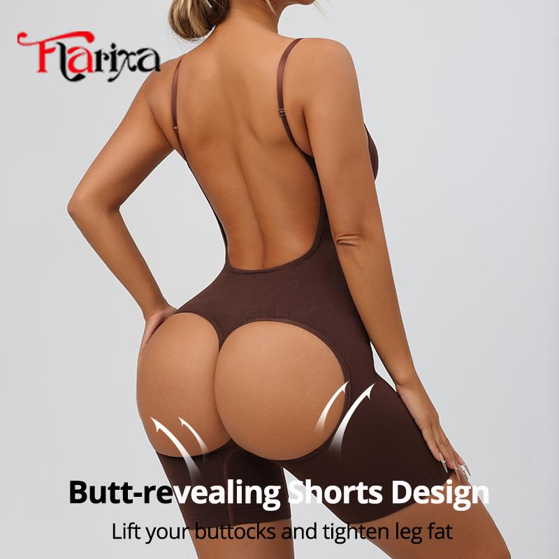 Flarixa Seamless Bodysuit Shapewear Tummy Control With Low Back Body Shaper Butt Lifter Camisole Lingerie Corset Underwear