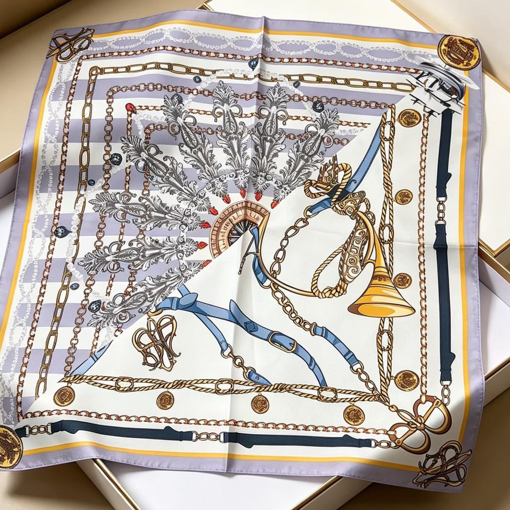 Fresh oil painting style printing silk scarf simulation silk square scarf shawl versatile neck small square scarf headscarf scarf scarf