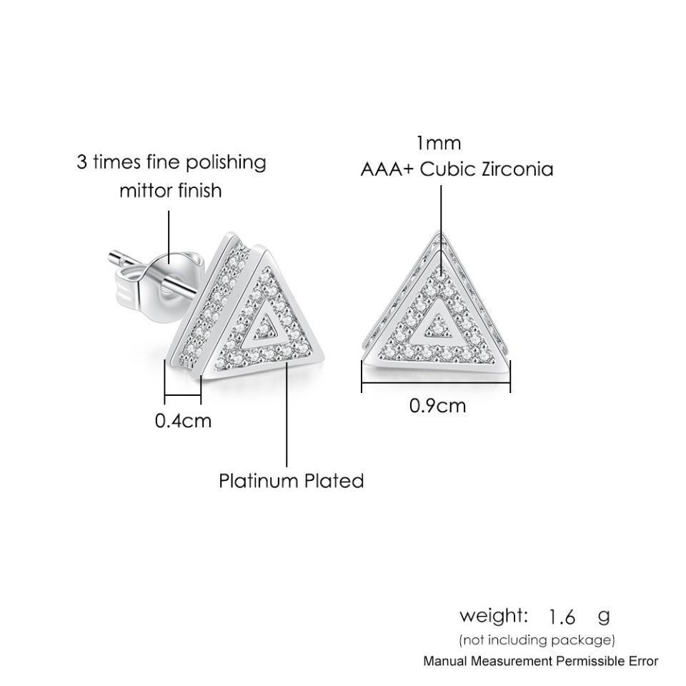 ZAKOL Trendy Hip-hop Rock Triangle Zircon Stud Earrings For Women Men Micro-set Piercing Crystal Daily Jewelry Accessories