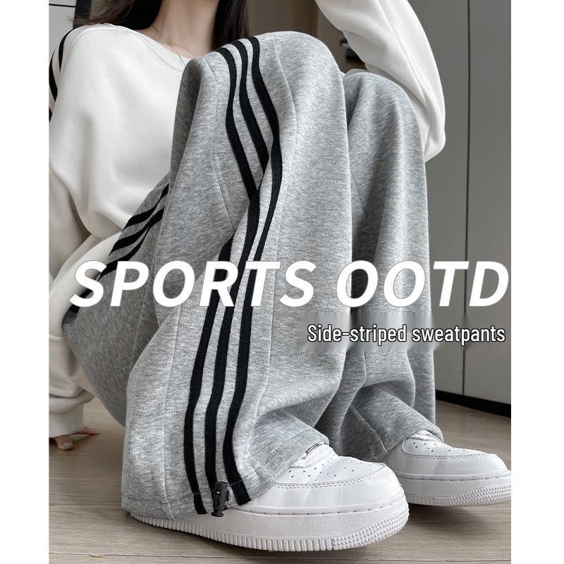 2025 New Spring Casual Girls' Sweatpants - Junior & High School, Loose Straight-Leg Wide Pants