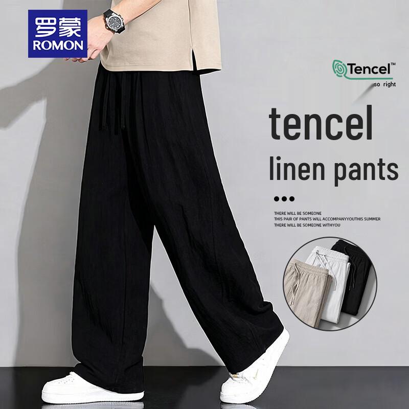 ROMON Men s Tencel Linen Casual Pants 3XL