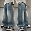 Frühlings- und Herbst-Jungen-Jeans Patchwork-Jeans für große Jungen Hosen Jungenhosen Kind Baggy Weitbeinige Kleidung Teenager