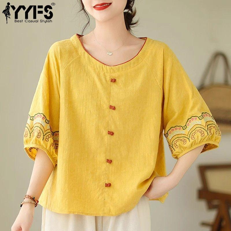 YYFS Kadın Moda Günlük Yaz Bahar Yarım Kollu V Yaka Bluz ve Gömlekler
