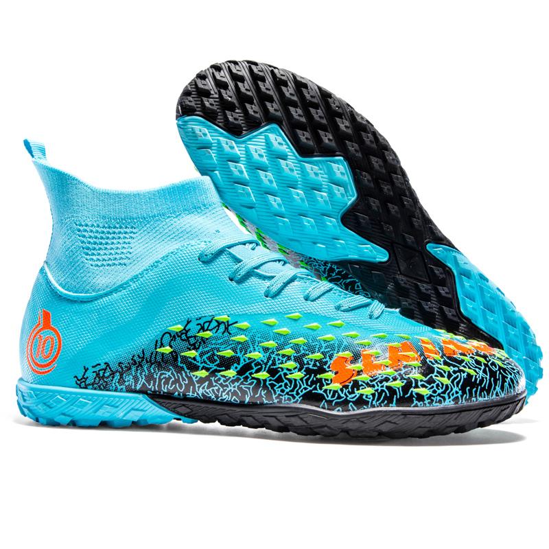 

35-46 Чоловічі високі футбольні бутси Великий розмір цвяхи Шкіряні хлопчачі футбольні бутси Протиковзкі футбольні бутси 46 ціан