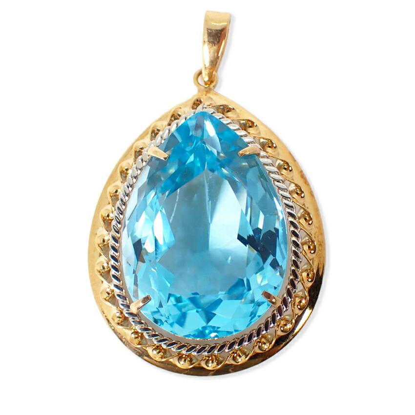 

[Used] K18/Pt Blue Topaz/40.45ct Heart Pendant/g514-53