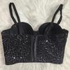Sexy Spice Pearlescent Sequin Bra Versatile Outer Wear Tub Suspender Comfortable Gathering Corset