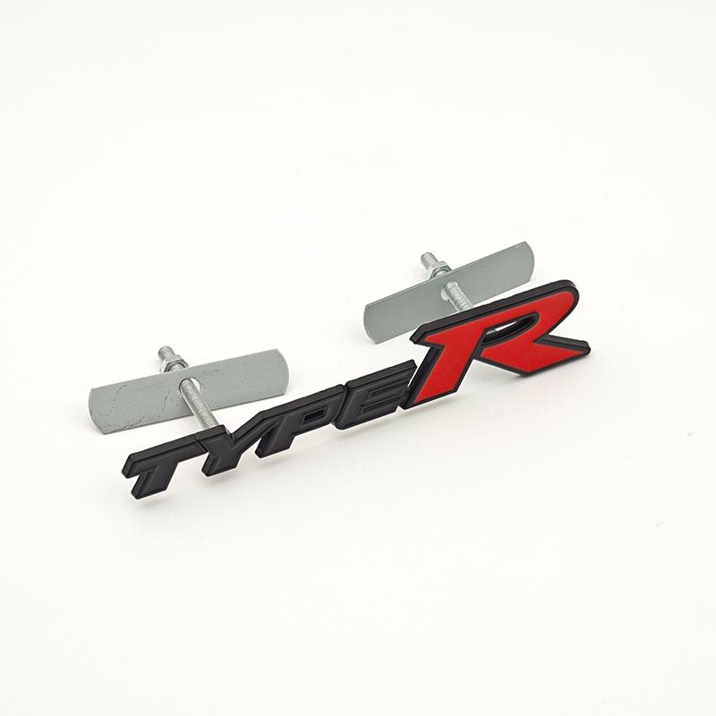 3D Metal Black Red Letters Type R Logo Car Front Grille Badge Emblem for Honda Accord Civic Type R Auto Accessories QV0