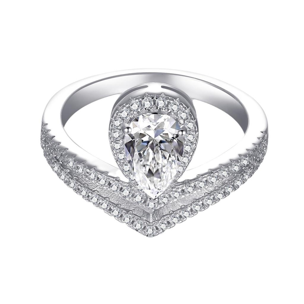 Teardrop Crown Ring Women's 1ct Moissanite PT950 Platinum - Teardrop Coronation Design, 1ct Sparkle, Daily Elegant Jewelry
