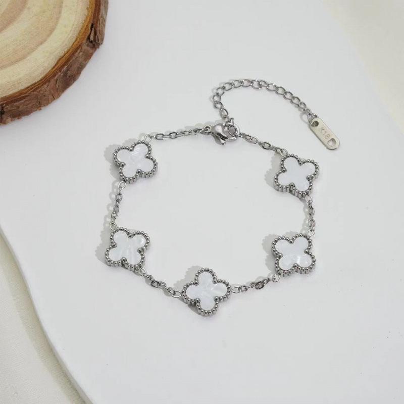 Classic 13mm Titanium Steel Double-sided Four-leaf Clover Bracelet Fashionable Light Luxury Women's Versatile Jewelry