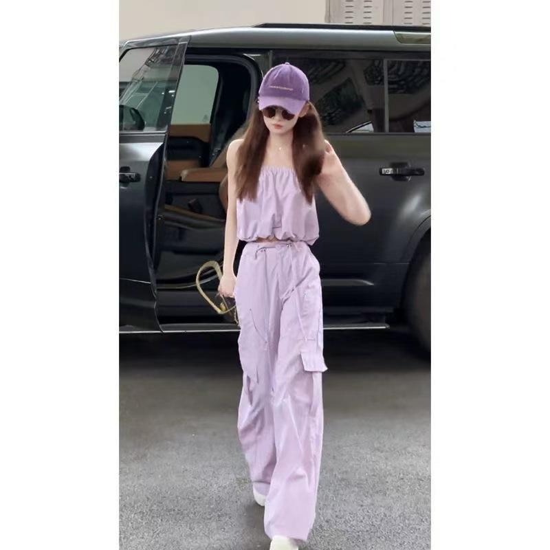 

Summer Spicy Camisole & Workwear Pants Set: Trendy & Cool Women s Two-Piece Outfit XXL фиолетовый