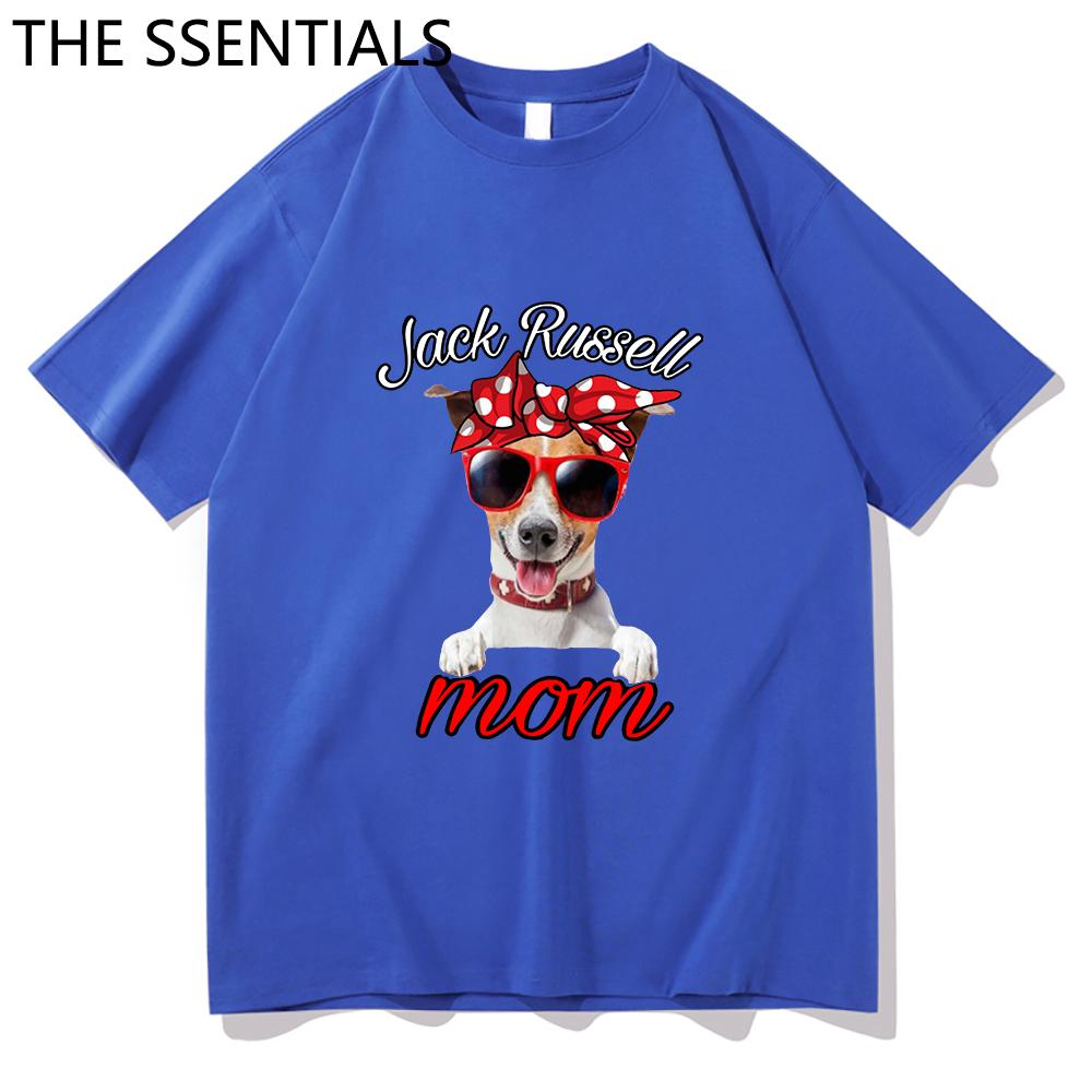 Jack Russell Terrier Mama T-Shirt Unisex Harajuku Lustige süße Hund Oma T-Shirts Unisex Cartoon Ästhetische Grafik Tägliche Baumwoll-T-Shirts