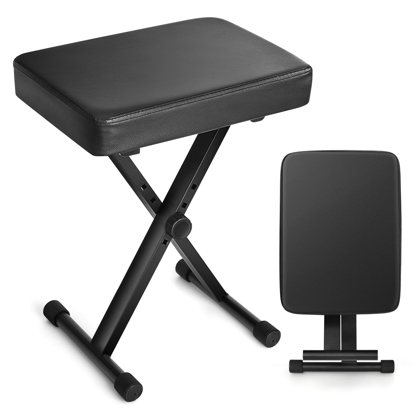 

KAKETE Piano Bench for Keyboards [4-Stage Height Adjustment, Extra Thick 6cm Seat] Foldable Storage X-Type Keyboard Chair Electronic Piano Chair Heigh
