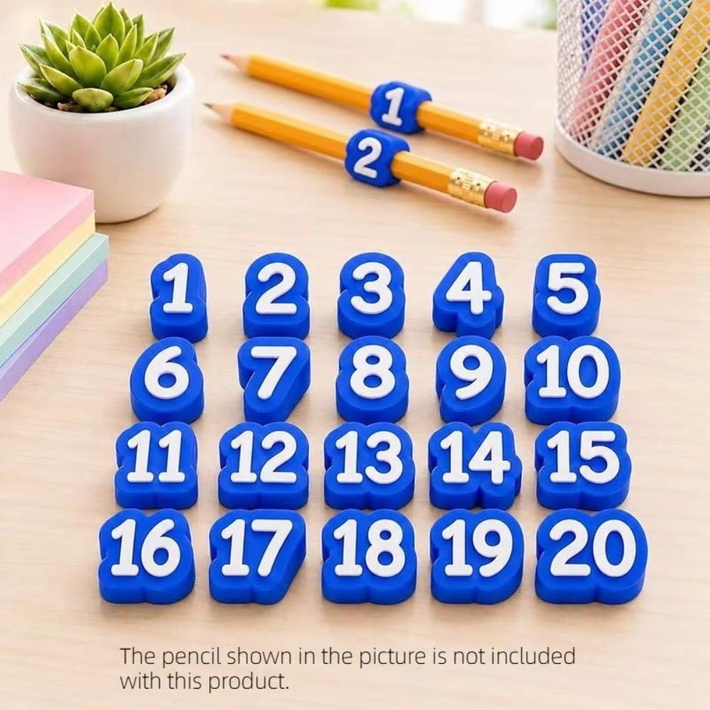 50pcs Reusable Numbered Pencil Toppers Silicone Numbered Pencil Caps Students Teachers Organization