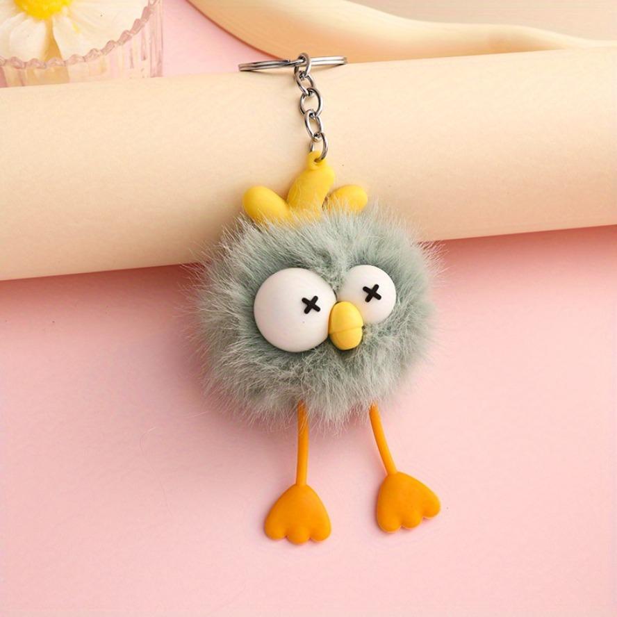 Cute Chick Pom Keychain Cartoon Lovely Pendant Car/ Bag Decor Valentine's Gift for Girlfriend Easter Present
