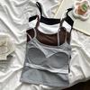 Korean Style Spicy Girl Cami Tank Top with Chest Pad and Beautiful Back Design - Women's Inner and Outer Wear