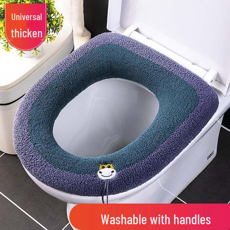 Universal Waterproof Toilet Seat Cushion with Handle - Thickened, Washable Cover for All Seasons