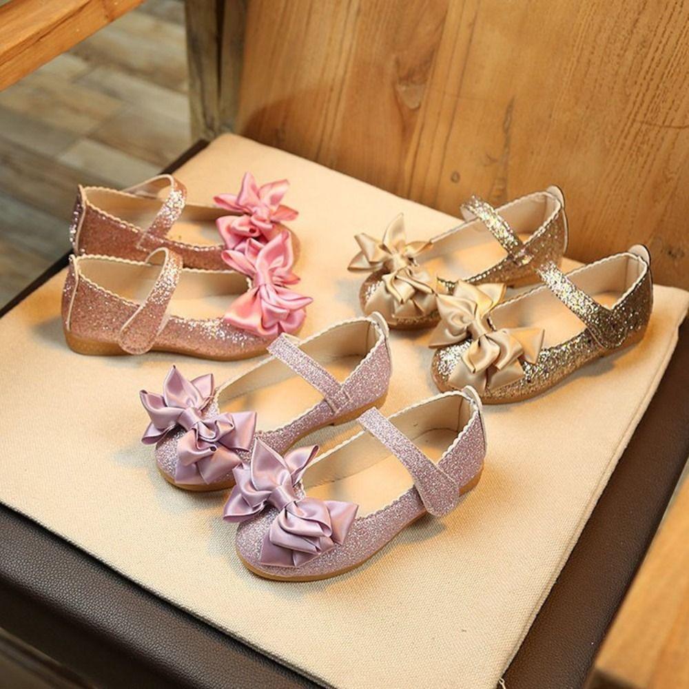Bow-knot Princess Dress Shoes Soft Bottom Leather Shoes Princess Dance Party Shoes  Students