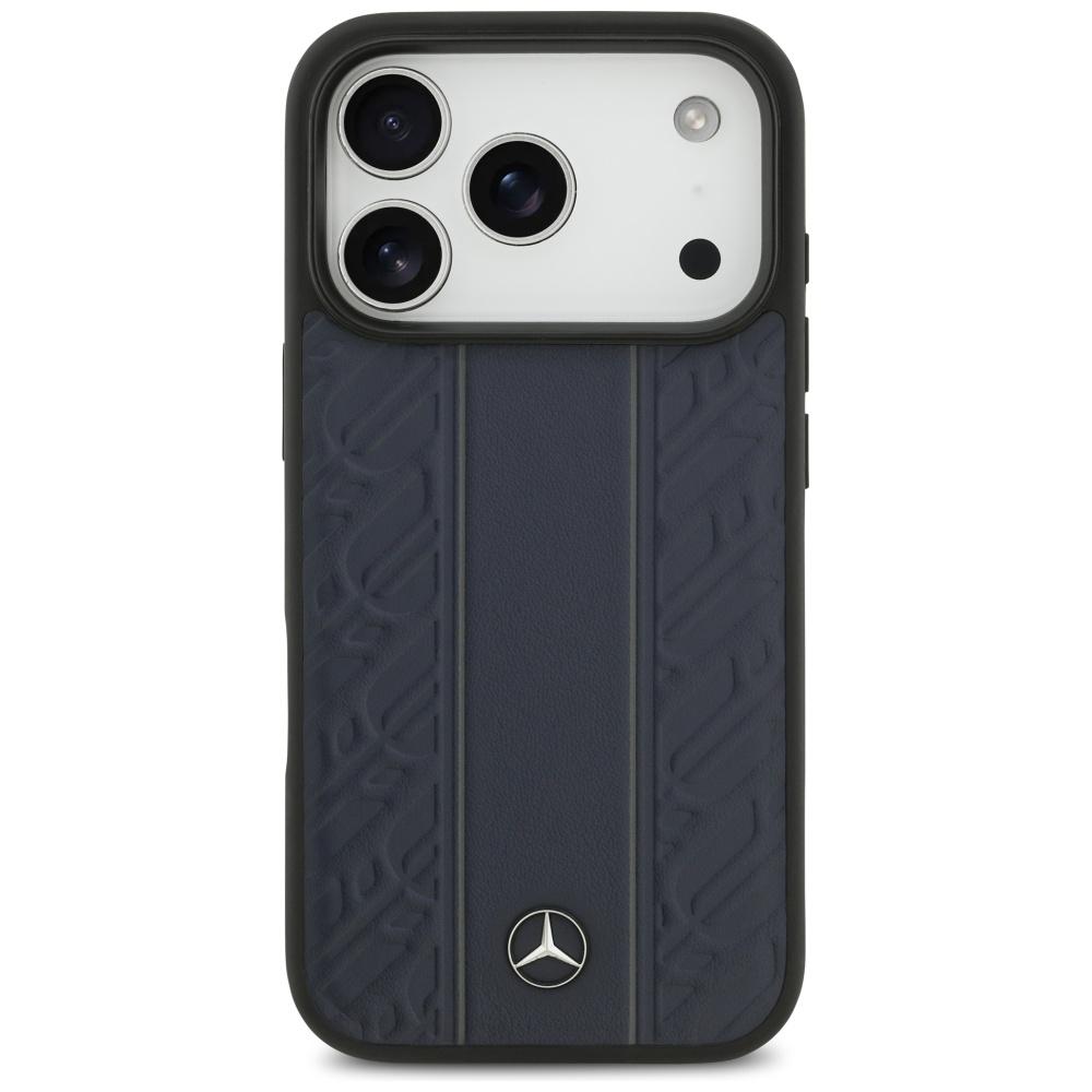 Etui Mercedes Leather Laurel Leaves      Stripes Magsafe Do Iphone 17 Pro Niebieski