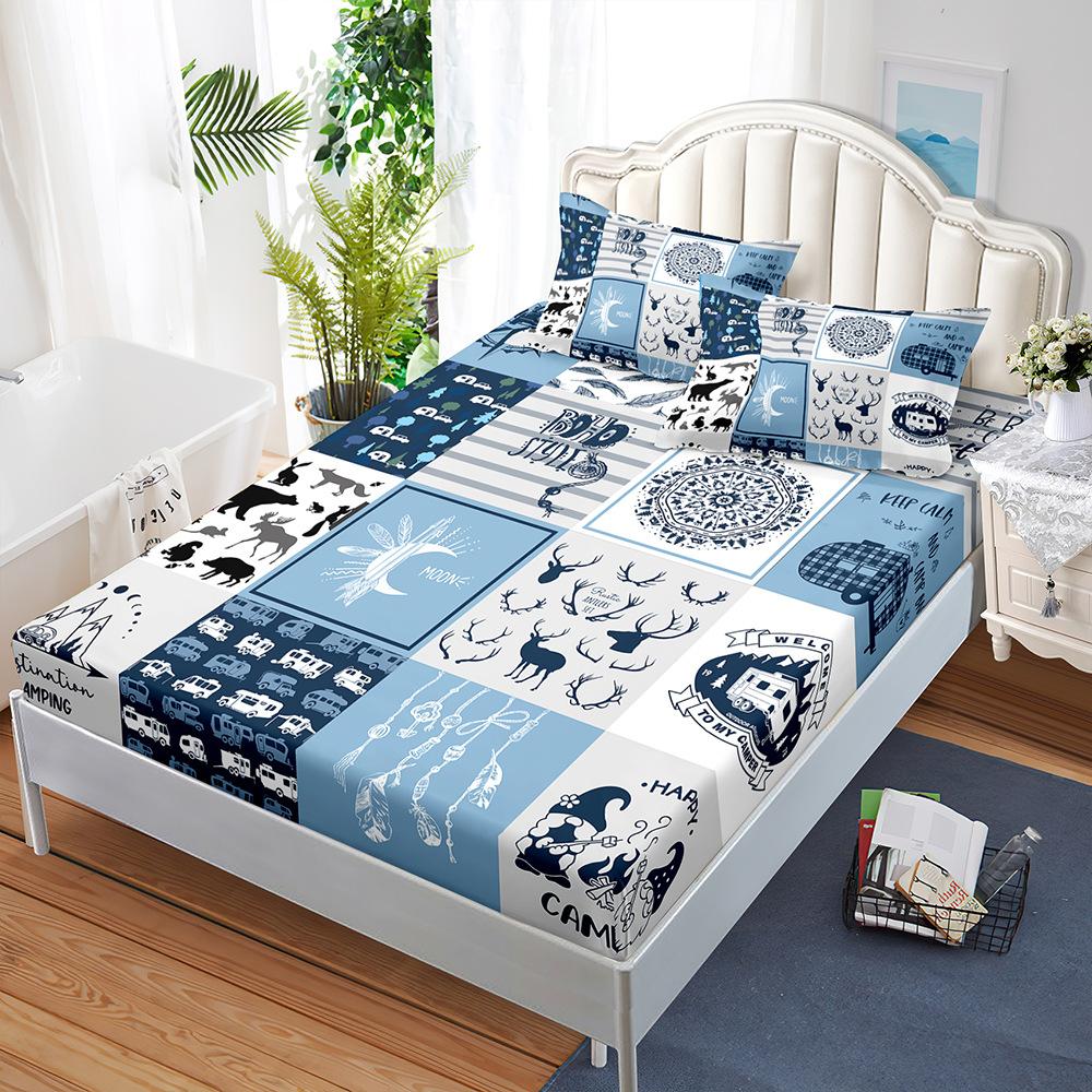 Sheet Three-Piece Bedspread Pillowcase Marine Animal Mattress Protective Cover