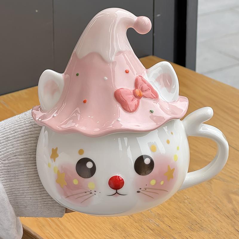 

Mug Girl High Beauty Office Ghost Water Cup Birthday Gift Specially Beautiful Cat Ceramic Cup 401-500ml
