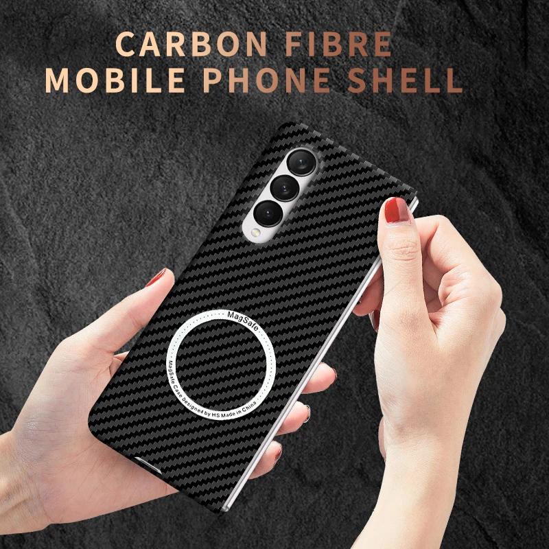 Luxury Carbon Fiber Macsafe Magnetic Case for Magsafe Samsung Galaxy Z Fold 7 6 5 4 3 2 Z Flip 7 7FE 6 5 4 3 Fold4 Fold3 MacSafe Cover