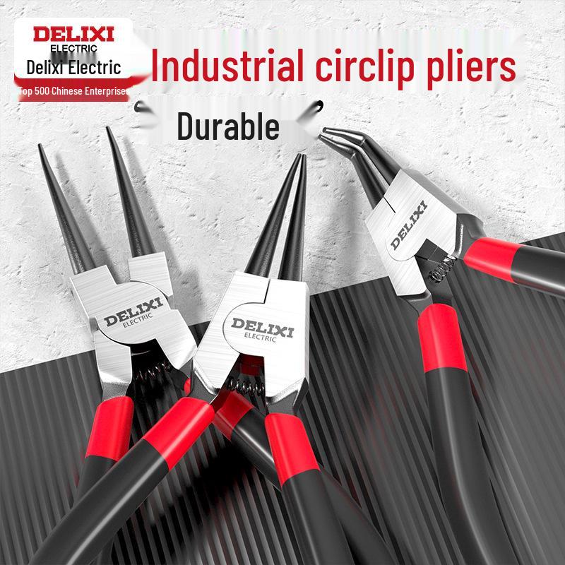 Delixi Electric Industrial Grade Snap Ring Pliers for Internal/External Use - Small Size Expanding Circlip & Spring Retaining Pliers Set.