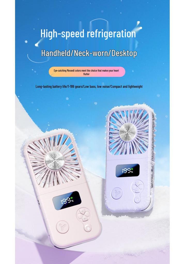 Portable Mini Handheld/Neck-Hanging Fan with Rechargeable USB, High-Speed, Cold Compress, Semiconductor Cooling