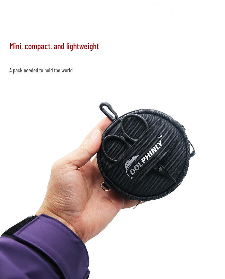 Multifunktionale Köder-Vorfach-Tasche mit Aufbewahrung für PE- und Carbon-Schnur, Schere und Lanyard