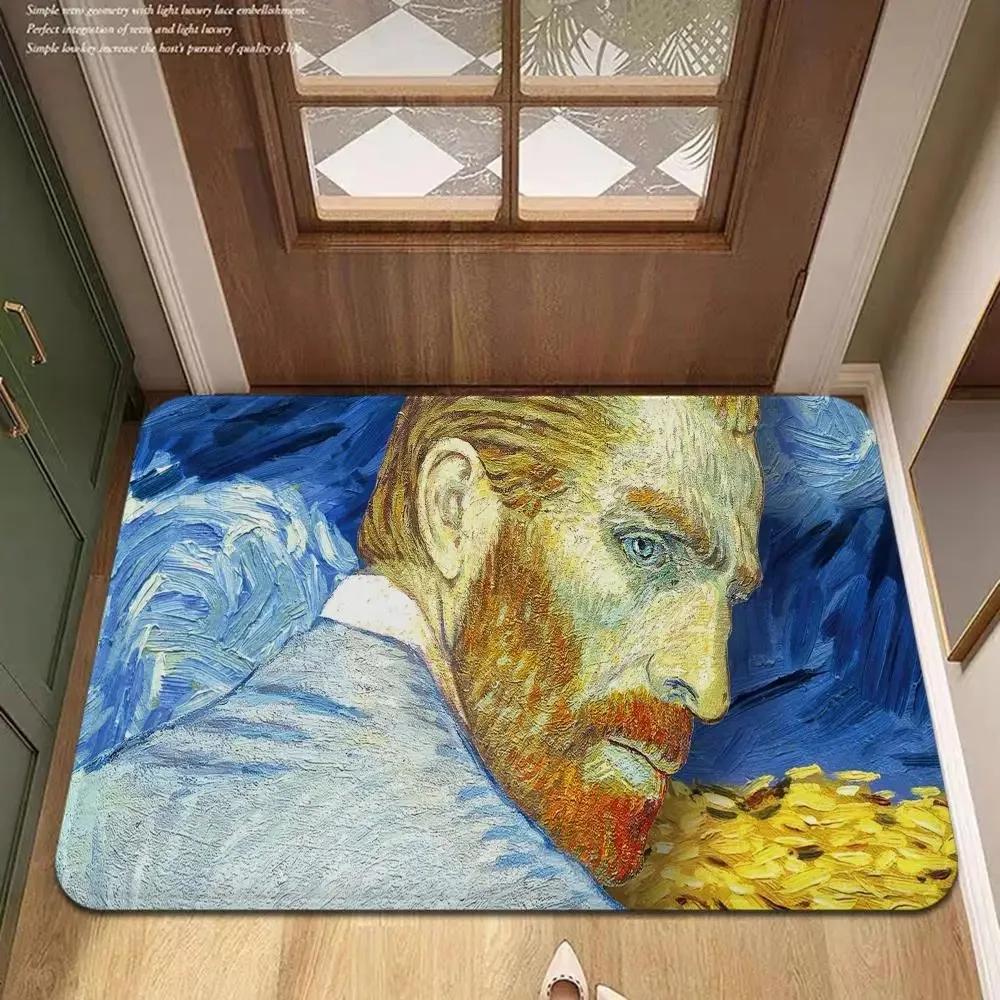 Van Gogh Art Door Mat Wrinkle-Resistant Doormat Hallway Indoor Entrance Floor Decorative Washable Carpet Non-slip Easy Clean Rug