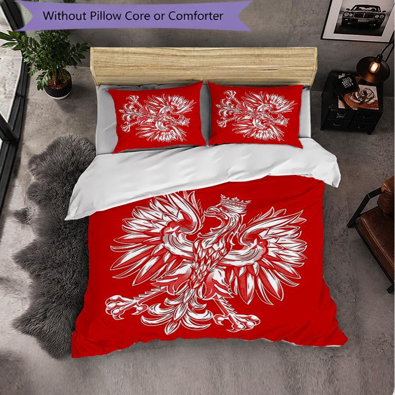 Polen 3-teiliges Bettwäsche-Set Weiches Bettbezug-Set mit Kissenbezügen Bedrucktes Schlafzimmer-Deko-Set für Zuhause