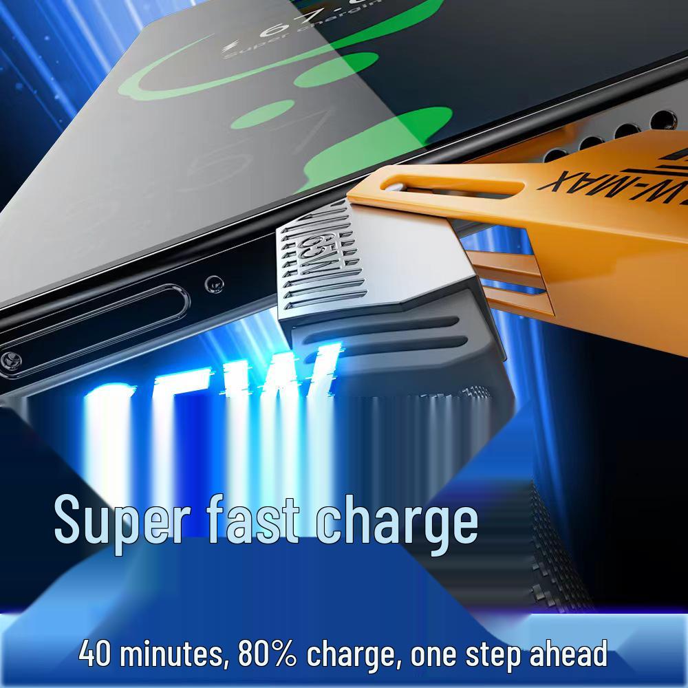 Double Magic 4-in-1 65W Superfast Bumblebee Mecha Data Cable with On-Demand Fast Charging.