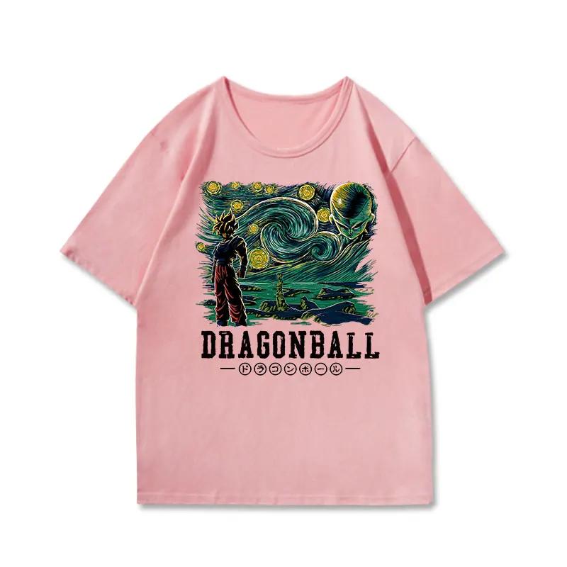 Dragon Ball Starry Sky Oil Painting Style Shortsleeved Super Fire Top Sense Popular Animation Clothes Summer Sports Leisure Top