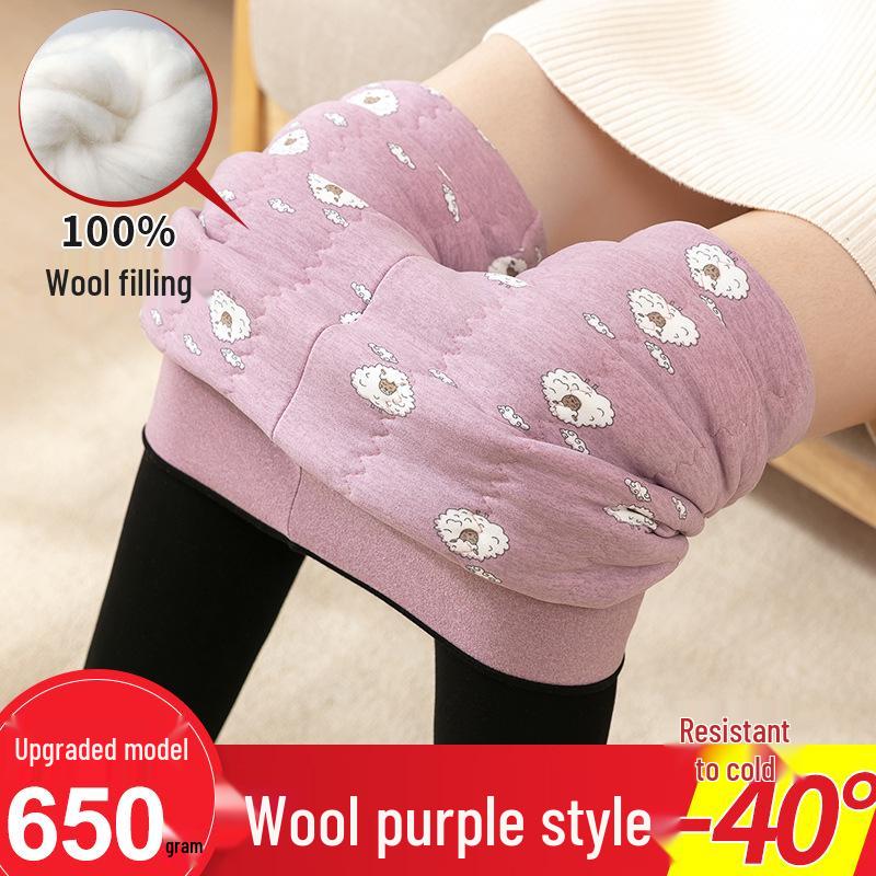 High-Waisted Women s Extra-Thick Fleece-Lined Thermal Wool Cotton Pants Plus Size XL 60-75kg
