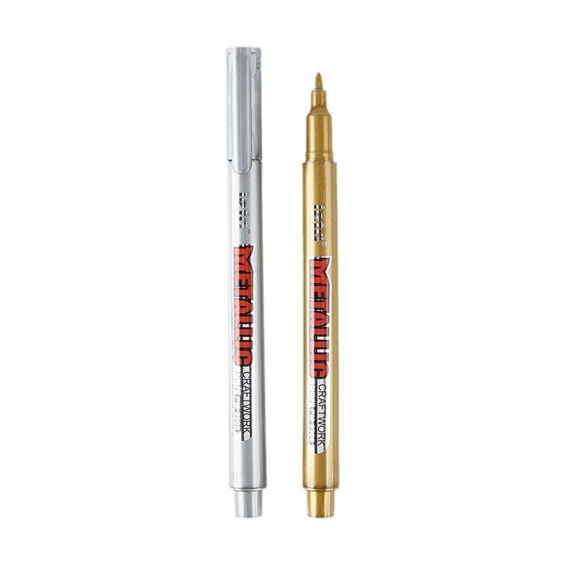 

2pcs Gold & Silver Metal Markers Waterproof Quick Dry Water-Based Paint Pen for Greeting Card DIY Drawing And Signature