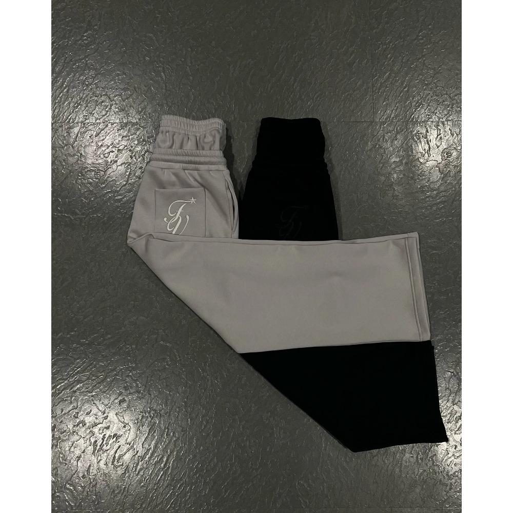 American Retro Double Layer Sweatpants Y2K Pants Mens Womens Solid Color Letter Graphic Embroidered Casual Baggy Sweatpants