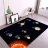 Solar System Educational Rug Planets Orbit Diagram Distance Data Print Non-Slip Kids Carpet Cosmic Space Themed Mat for Bedroom