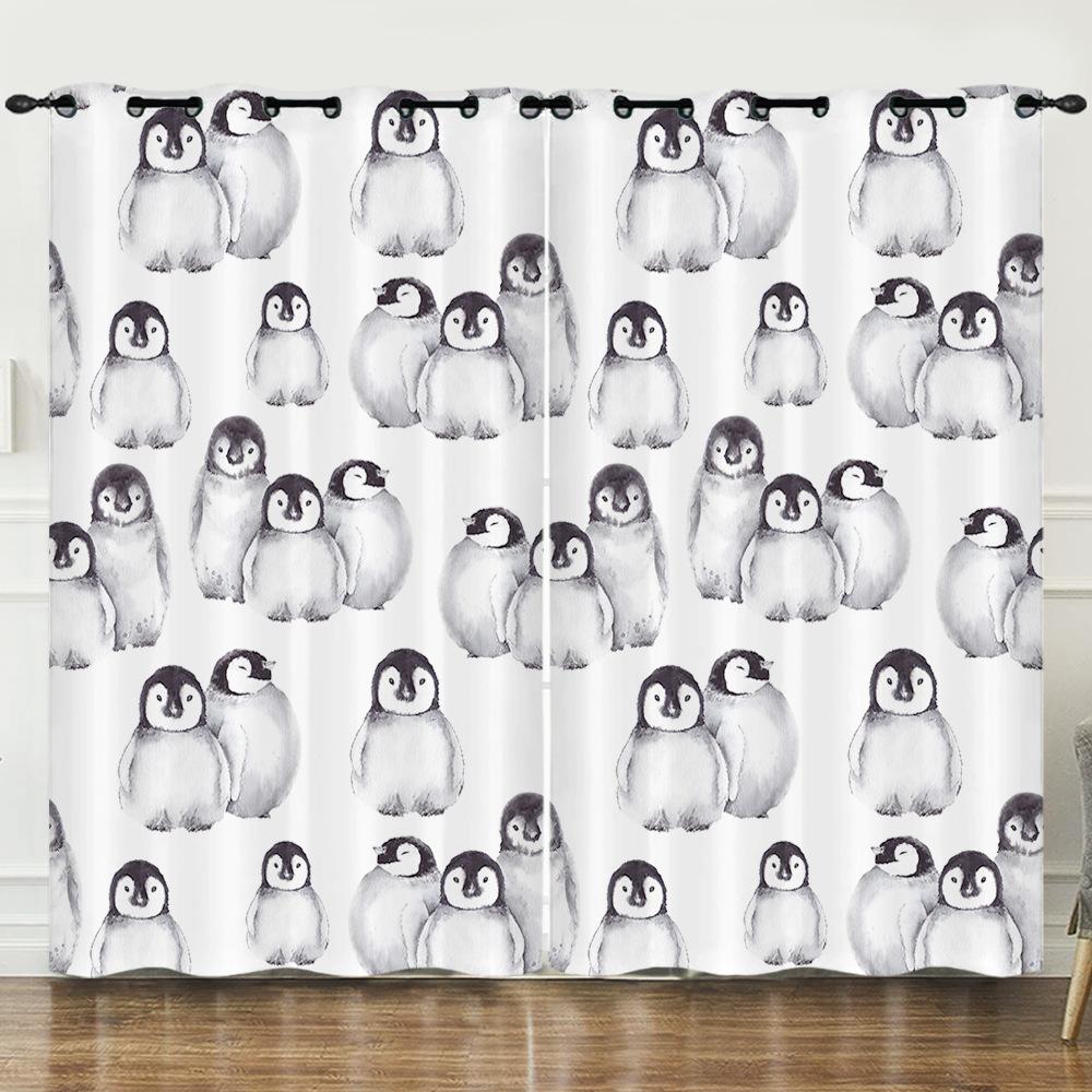 Curtain Cartoon Marine Life Jellyfish 3D Digital Printing Blackout Curtain Perforated Bay Window