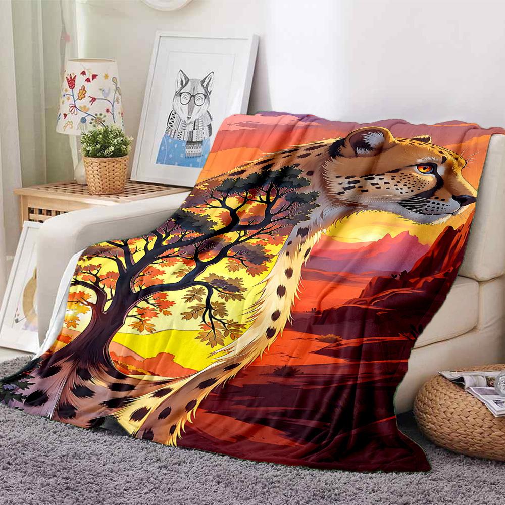 1pc Cheetah Print Blanket Lightweight Flannel Blanket Throw Blanket For Sofa, Bed, Travel, Camping, Livingroom, Office yy251015105