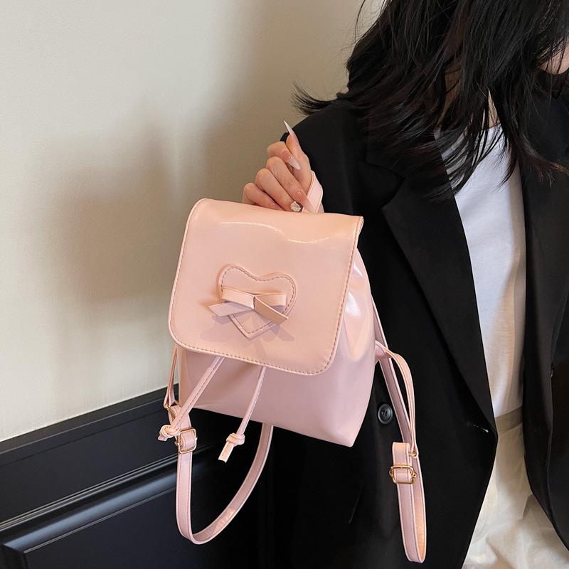 Bow double shoulder small bag women's bag new trendy fashion backpack cute portable shoulder bag schoolbag