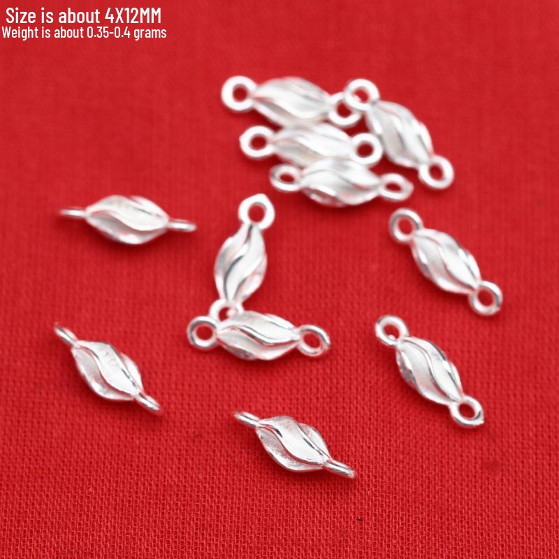 Sterling Silver Elephant & Leaf Double Charm Beads with OT Clasp for DIY Jewelry