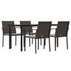 vidaXL 5 Pcs. Garden Dining Set with Cushions Poly Rattan and Steel