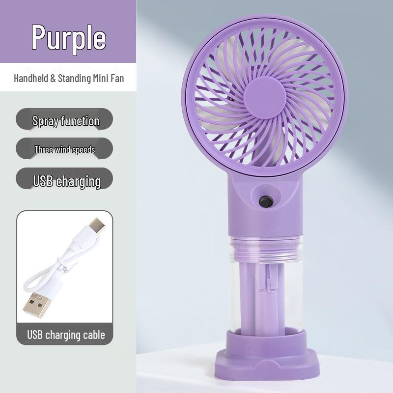 Long-Lasting Portable Desktop & Handheld Mini Fan with Humidifying Spray