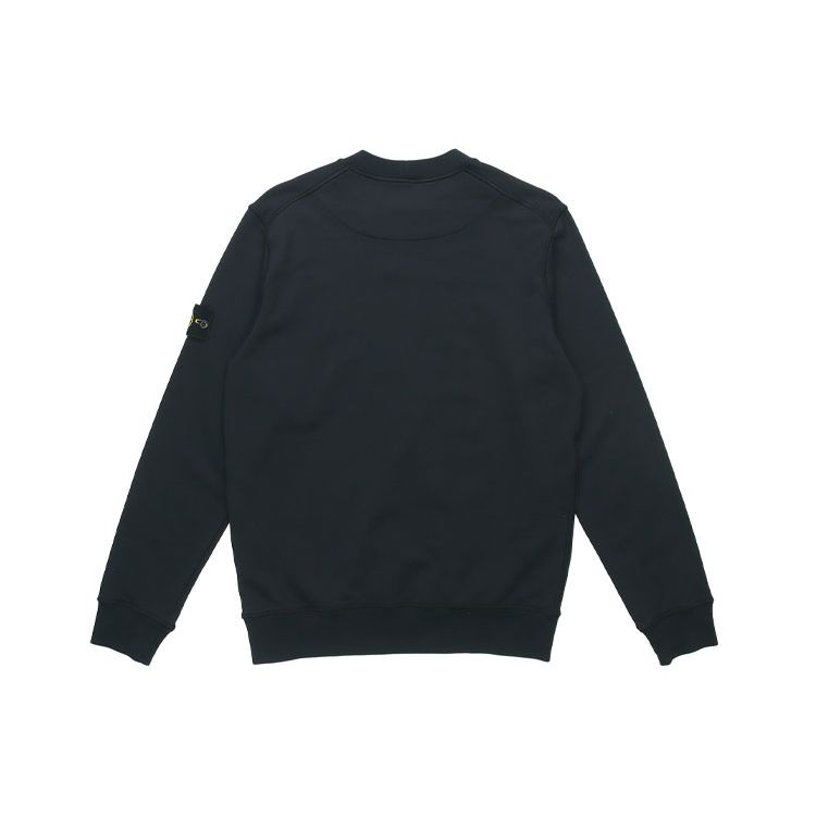 Stone Island Classic Badge Solid Color Crew Neck Long Sleeve Sweatshirt Unisex sweatshirt Navy-Blue 721563051-V0020