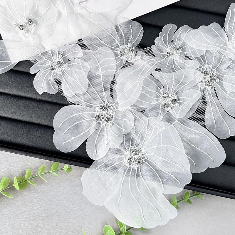 1 ks Čipkované kvety Odevné doplnky Látková dekorácia Nášivka Šijacie potreby Sieťované kvety Látková nášivka DIY 4 farby