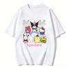 2026 New Sanrio Characters Birthday Cartoon Print Tshirt Family Matching Outfits Casual Short Sleeve Tee for Women Unisex Kids Tee