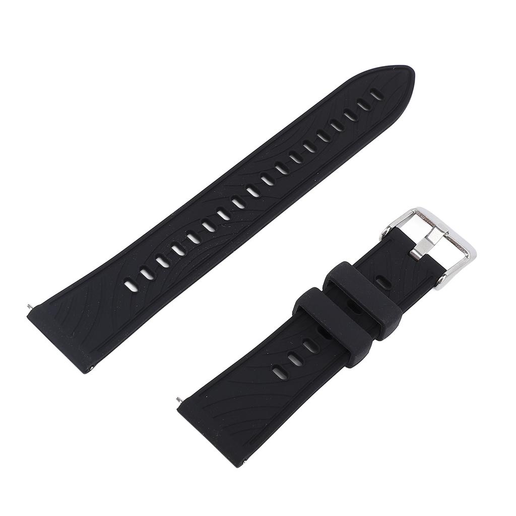 Watch Band Silicone Engraved Breathable Quick Release Comfortable Watch Strap Replacement for GT4 Black