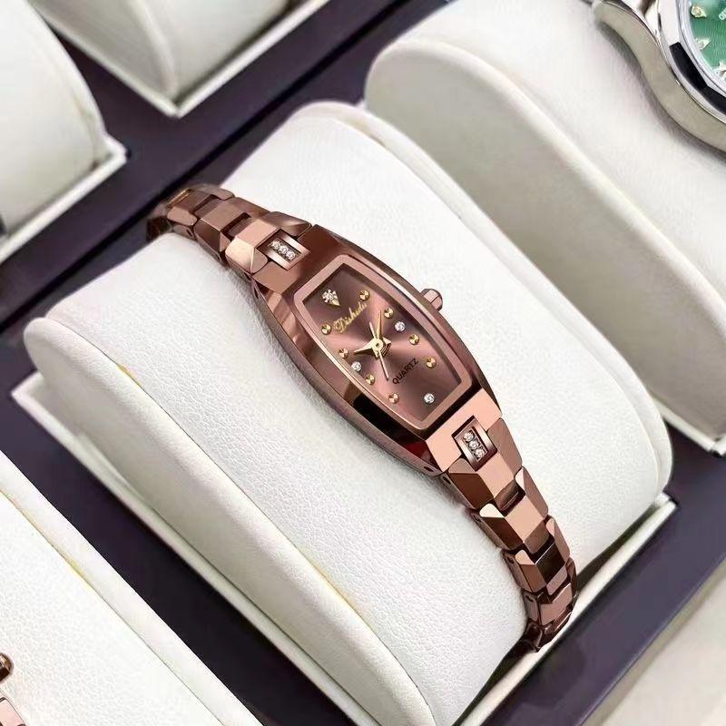 Bracelet Model, Women's Oval Watch, Women's Waterproof Tungsten Steel Color, Compact Temperament