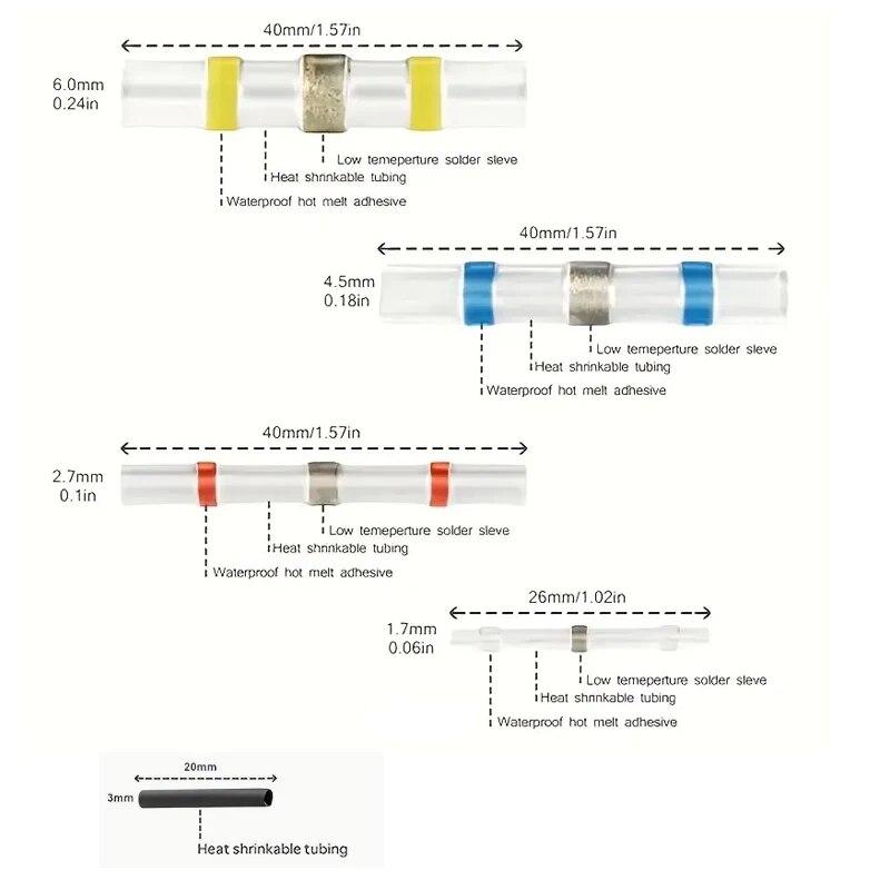 

Electrical Wire Connectors Insulated Butt Splice Heat Shrink Solder Terminal Waterproof Butt Connectors Wire Cable Terminal