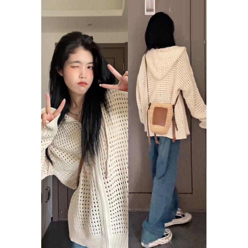 

Тонкое пальто с капюшоном Весна и Лето Трикотаж на молнии Beige White 2XL Suggested 67.50 kg-75.00 kg